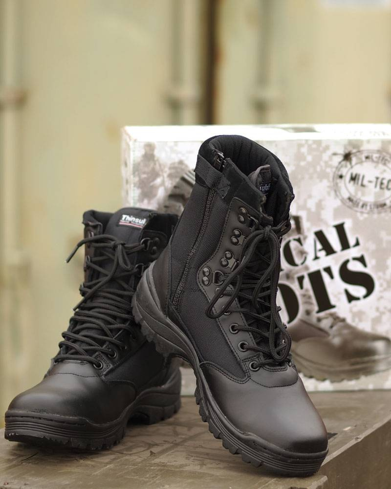 BLACK TACTICAL BOOTS WITH YKK ZIPPER Black Police, EMS & Fire