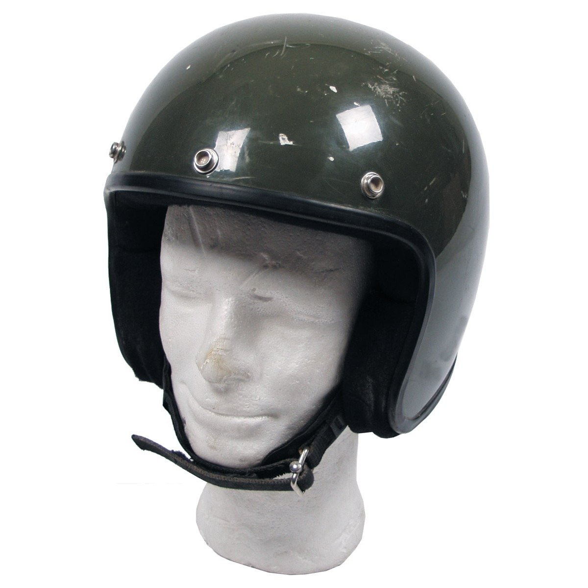 GB Motorcycle Helmet, OD green, used Military Surplus \ Used Clothing