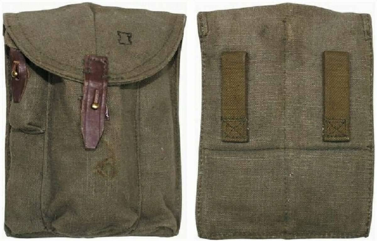 Russian Ammo Pouch, AK47, triple, OD green, used Military Surplus