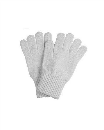 white wool gloves
