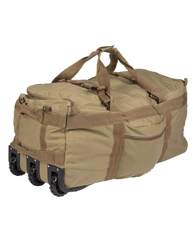 DUFFLE BAG WITH REMOVABLE BACKPACK STRAPS AND WHEELS 118 L MilTec