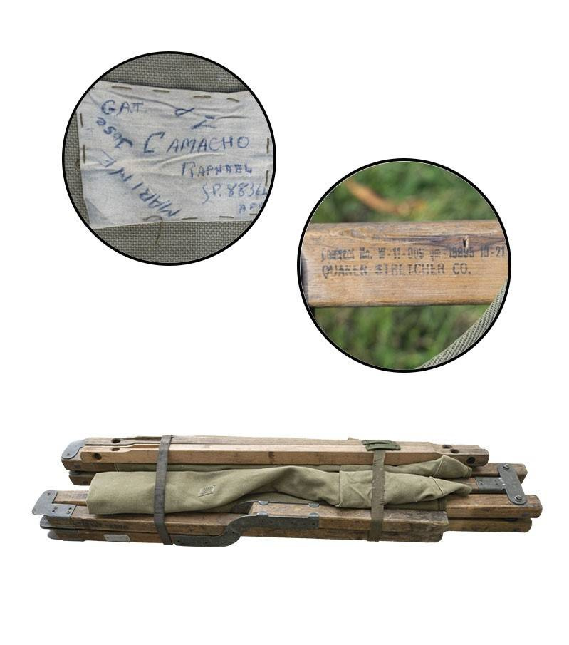 FOLDING COT WOODEN FRAME GENUINE US MILITARY SURPLUS USED