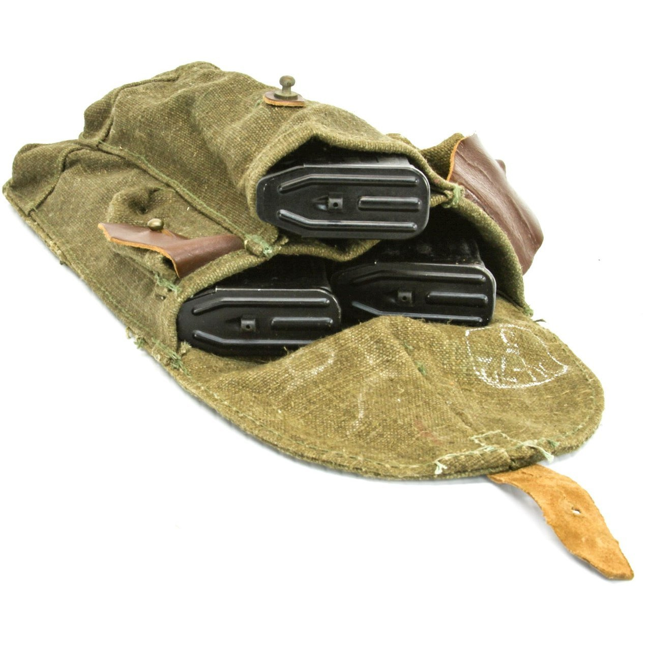 Russian Ammo Pouch, AK47, triple, OD green, used Military Surplus