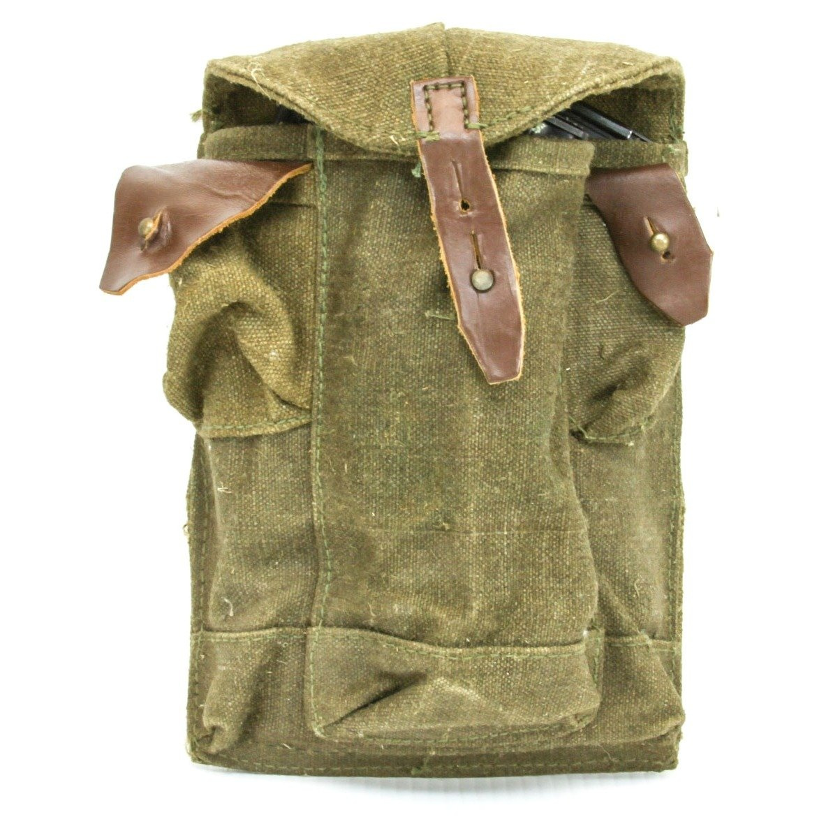 Russian Ammo Pouch, AK47, triple, OD green, used Military Surplus