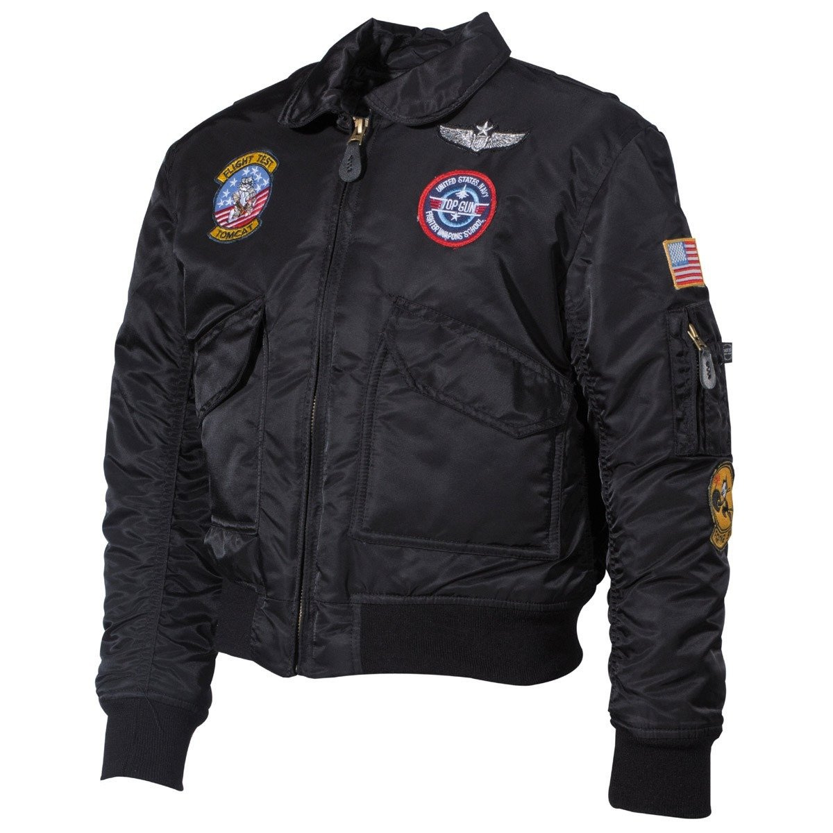 US Pilot Jacket, CWU, Kids, black, with patches Apparel \ Kids