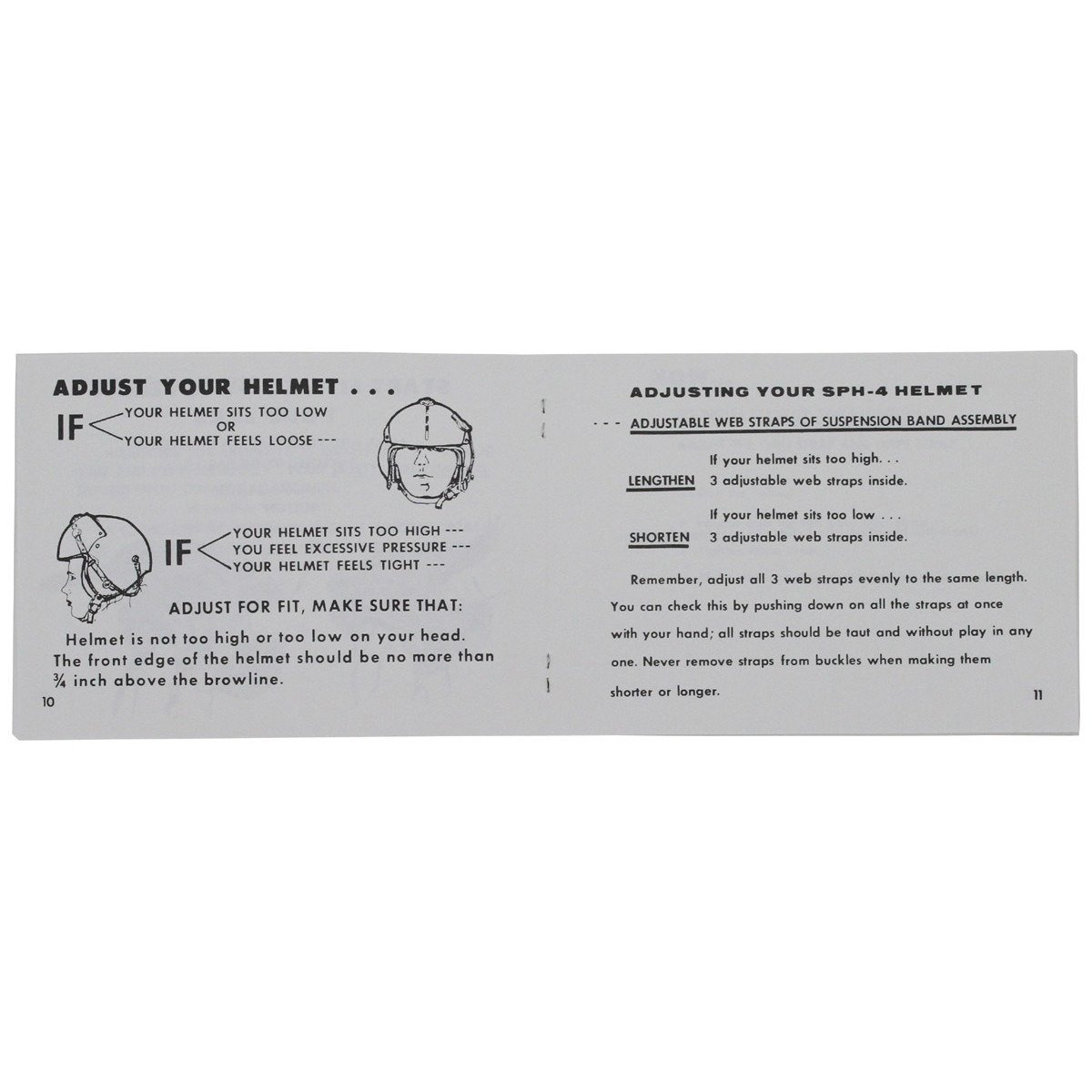 US user manual, for helmet SPH4, like new Military Surplus \ Used