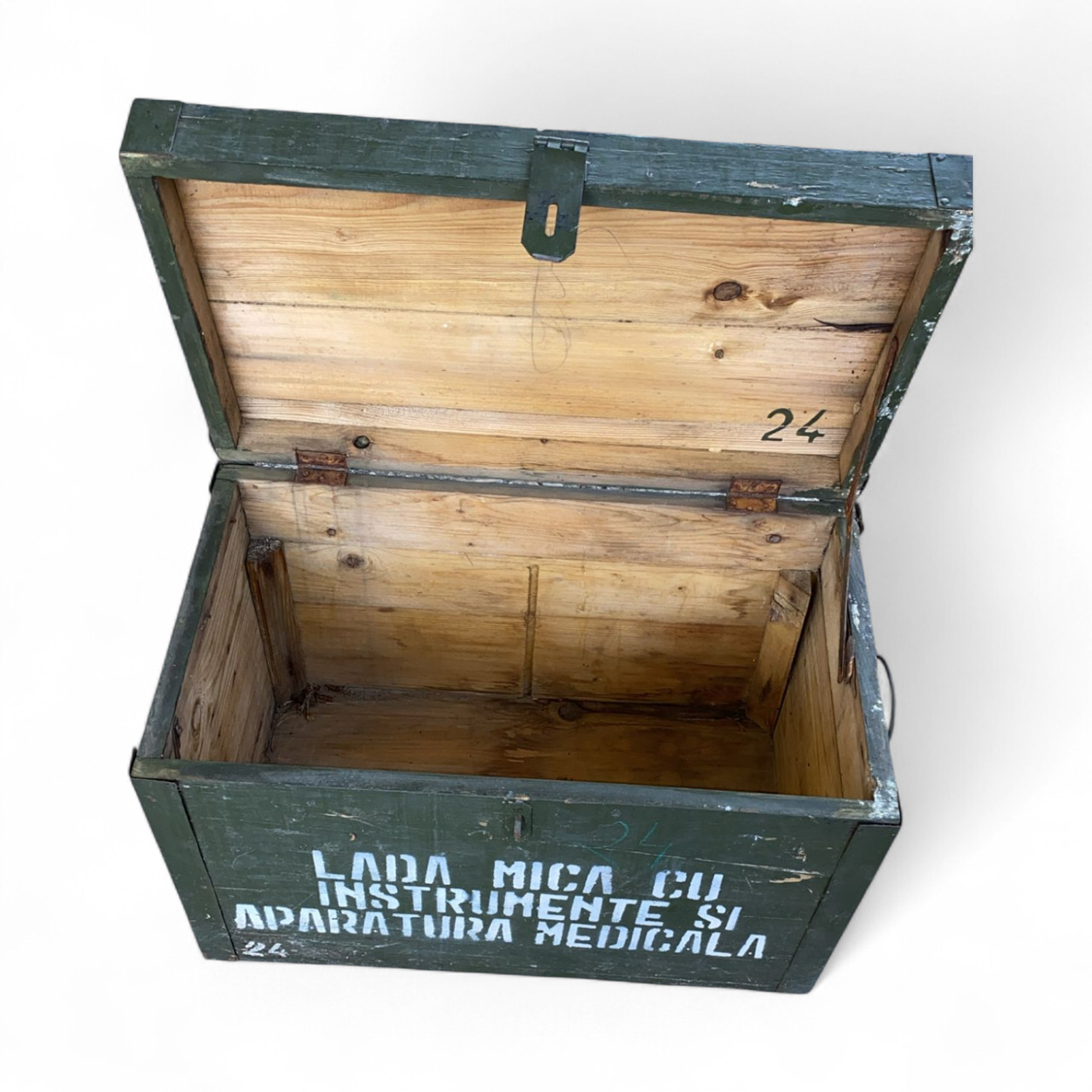 WOODEN MILITARY STORAGE CRATE ROMANIAN ARMY SURPLUS NO.3 65 x 37