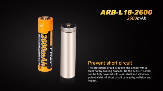 Fenix 18650 - 2600mAh - Rechargeable Battery - ARB-L 18-2600