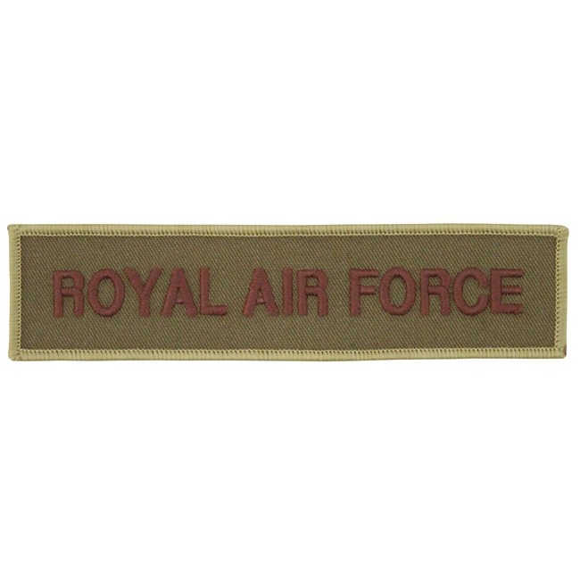 GB Patch, "ROYAL AIR FORCE", khaki, like new 14 x 3,5 cm 