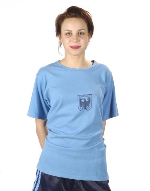 German army blue sport t-shirt w/ eagle print used w/o a-stamp 