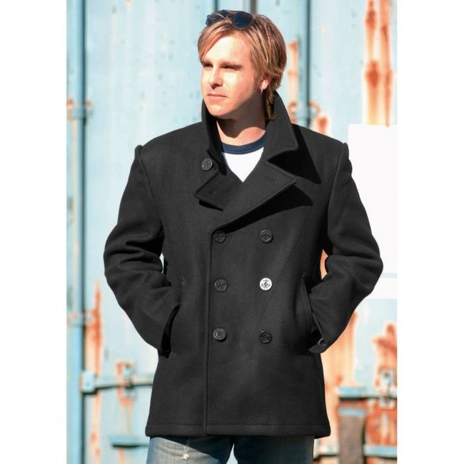 US BLACK NAVY WOOL PEACOAT BLACK BUTTONS