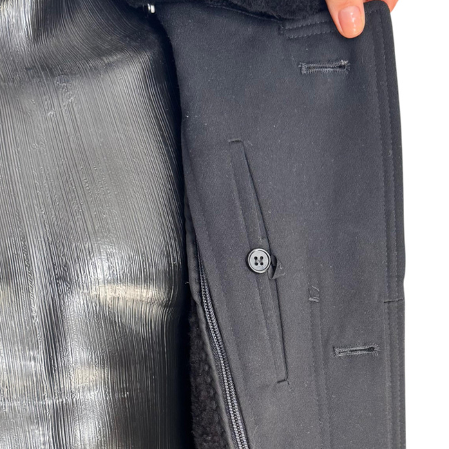 PALTON OFITERI LUNG DIN LANA - VINTAGE, ANII '80 - SURPLUS MILITAR ARMATA BULGARIEI - NEGRU -  IN STARE BUNA