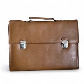 VINTAGE BRIEFCASE - ROMANIAN ARMY MILITARY SURPLUS - BROWN - IN GOOD CONDITION