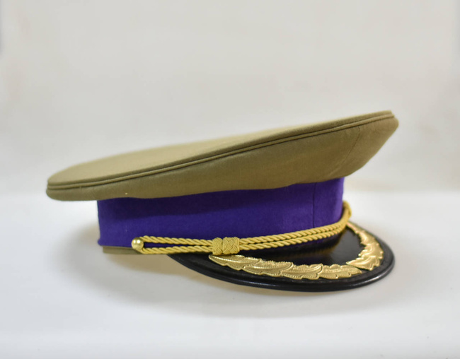 Cascheta de subofiteri - Intendenta - Model de ceremonie cu snur si broderie aurie - Surplus Militar Armata Romana - Mov/Verde OD - In stare buna