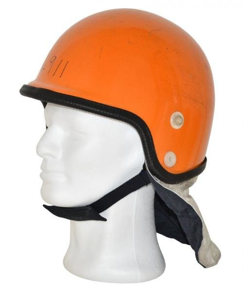 DANISH ORANGE FIREFIGHTERS HELMET USED