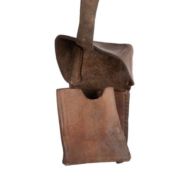 BUZUNAR SIMPLU, CARTUSIERA DIN PIELE PORT ZB, WWII - SURPLUS MILITAR ARMATA ROMANA - MARO - UZAT