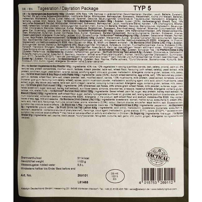 Pachet cu ratie de mancare vegetariana pentru o zi, Tip V, Trek 'n Eat