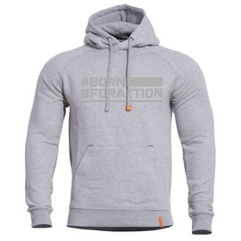 SWEATER WITH HOOD - "PHAETON - BORN FOR ACTION" - PENTAGON® - LIGHT GREY