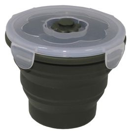 Foldable Bowl, round, 660 ml, lockable lid, OD green