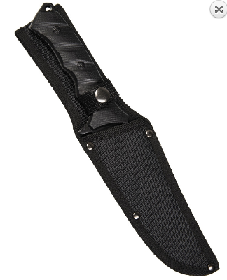 Black g10 combat knife with nylon sheath