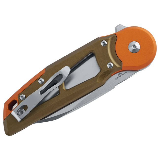 CUTIT DE BUZUNAR METAMORPHOSIS WHARNCLIFFE M390 ALUMINUM GREEN & ORANGE PVD - FOX KNIVES