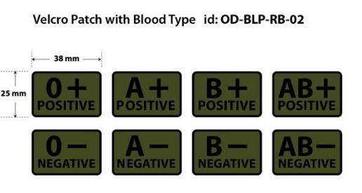 PVC PATCH WITH BLOOD GROUP - SET OF 2 PIECES - Helikon-Tex® - OLIVE GREEN