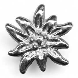 Insigna de vanatoare pentru palarie - Floare de Colt - Argintie