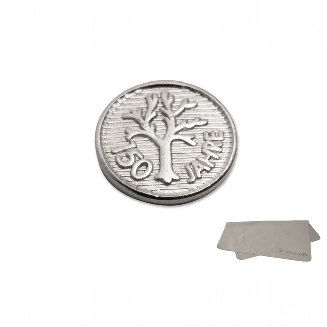 Set emblema placata cu nichel - Editia 150 de ani - 9 mm - Boker - Cu laveta din microfibra