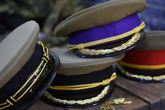 Non-Commissioned Officers Cap - Quartermaster - Ceremonial Model with Cord and Gold Embroidery - Romanian Army Military Surplus - Purple/OD Green - Good Condition