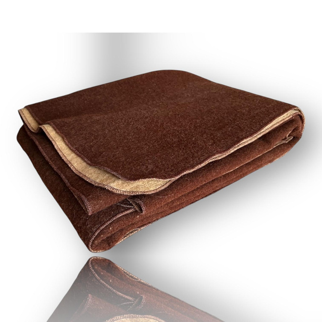 Patura din lana merinos 70% - model Chocolat - 150x200 cm - 1800 g - Fata dubla (maro deschis/maro inchis)