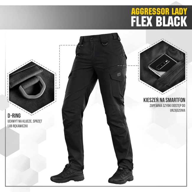 AGGRESSOR LADY FLEX TACTICAL TROUSERS, BLACK - M-TAC