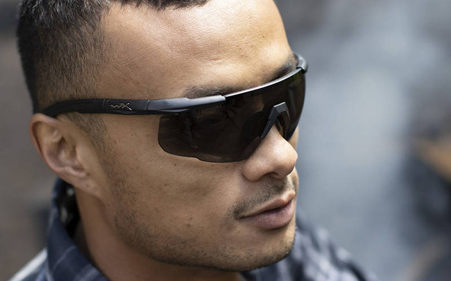 BALLISTIC SUNGLASSES - SABER ADVANCED - WILEY X - GREY/ CLEAR - BLACK FRAME