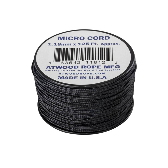 CORDON, SFOARA MICRO DIN NAILON - 100 LBS./ 46 KG - 38 M/125 FT. - HELIKON-TEX - NEGRU