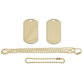 Medalion US/Placute de identificare/Dog tags cu lant, culoare auriu, din otel inoxidabil