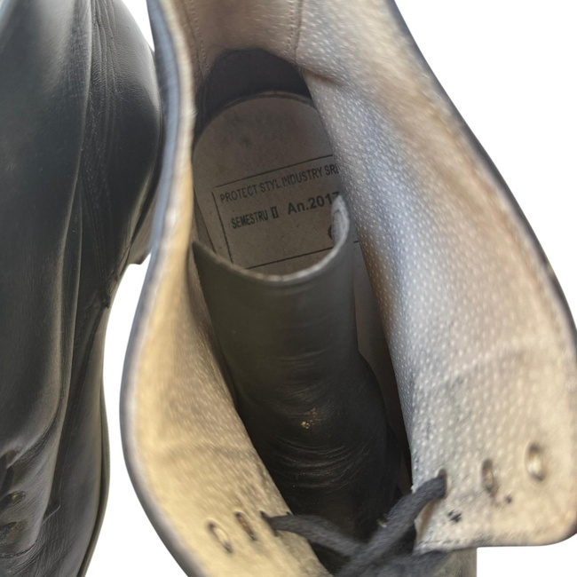 Leather Lace-Up Boots - Romanian Army Military Surplus - Black - In Good Condition