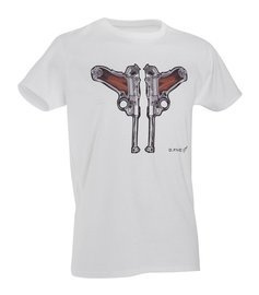 PRINTED T-SHIRT - LUGER GUNS - D.FIVE - WHITE