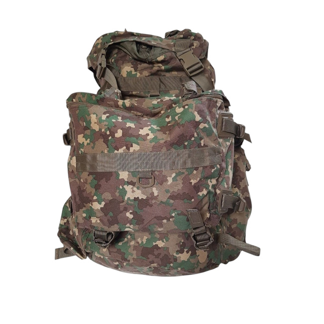 RUCSAC COMBAT MILITAR MARE CU BUZUNAR, PUIUT EXTERIOR DETASABIL - 90L - SURPLUS MILITAR ARMATA ROMANA - CAMUFLAJ COMBAT M2017 - NOU