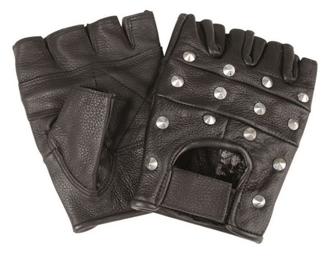 MANUSI MOTO FARA DEGETE - DIN PIELE - CU NITURI - Mil-Tec® - NEGRE