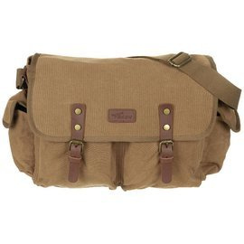 Bag, canvas, "PT", brown, with shoulder strap