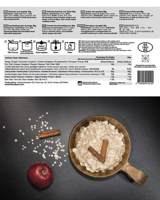 TACTICAL FOODPACK - OATMEAL AND APPLES - MILTEC