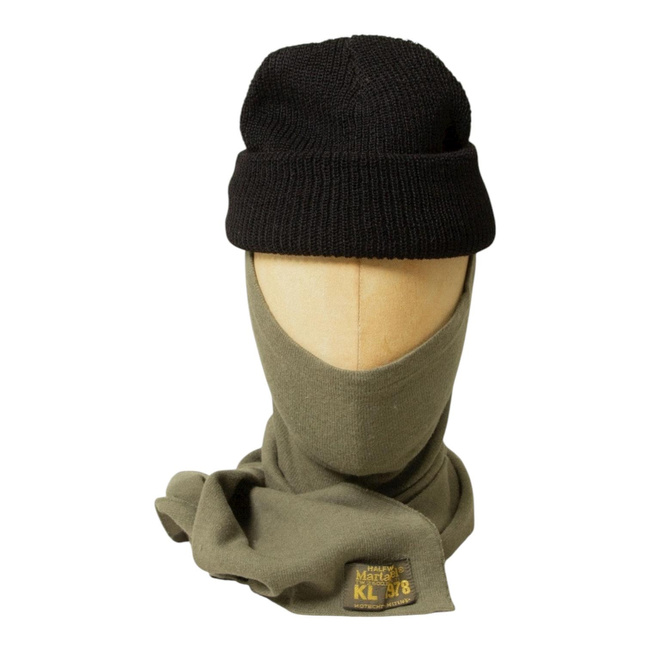 Fular Vintage Half Tubular - Anii 1970 - Surplus Militar Armata Olandeza - Verde Olive - In Stare Buna