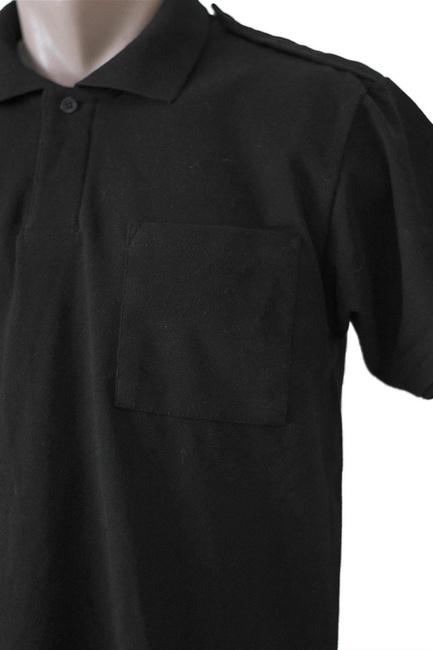 Tricou polo negru cu maneca scurta, buzunar si epoleti pentru PENITENCIAR, JANDARMERIE