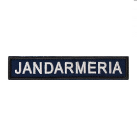 Ecuson "JANDARMERIA" piept, pe suport bleumarin și aplicare termică - 12,5x2,5 cm