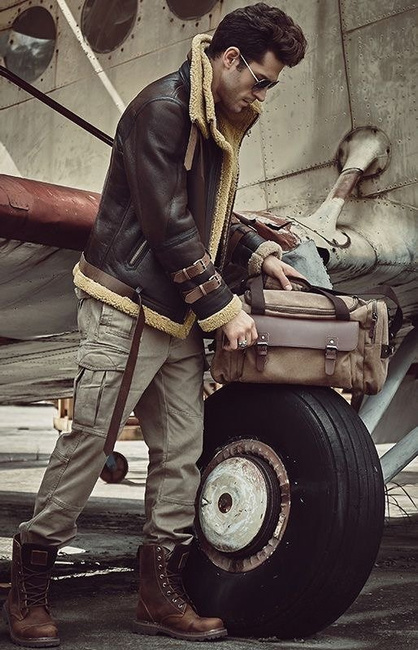 US B3 BOMBER JACKET - SHEEPSKIN - BROWN - Mil-Tec®