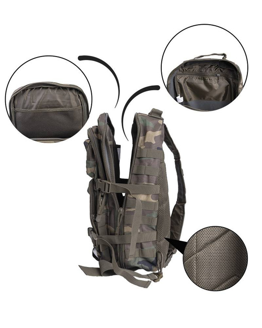 RUCSAC CU O CUREA - "ASSAULT" - MARE - 29 L - Mil-Tec® - WOODLAND
