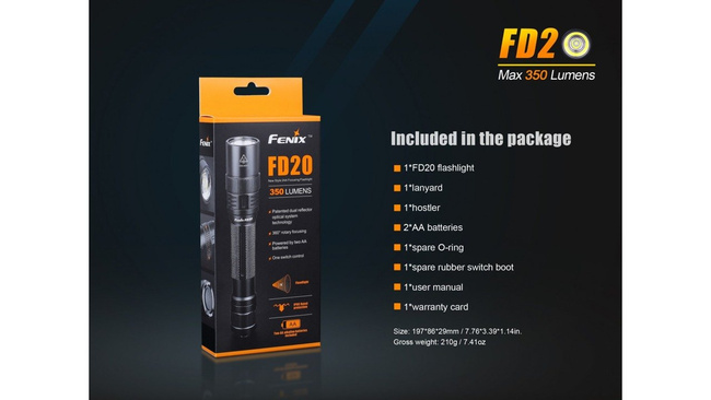 Flashlight Fenix FD20, water resistant