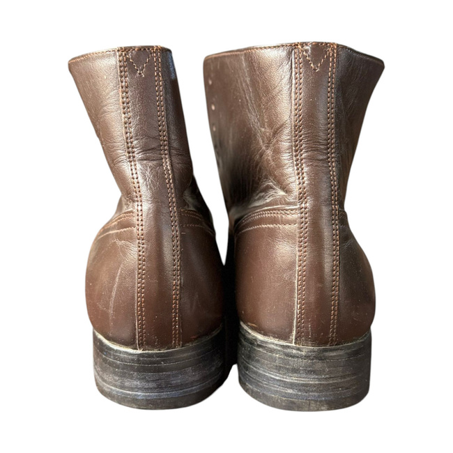 MEN'S BROWN LEATHER BOOTS - MILITARY SURPLUS FROM ROMANIAN ARMY - IN GOOD CONDITION