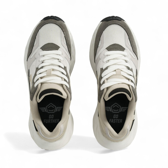 Sneakersi impermeabili din piele Intoarsa - Python - Alb/Gri - Pentagon