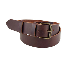 Field leather belt - with metal buckle - Dark brown - 4 cm
