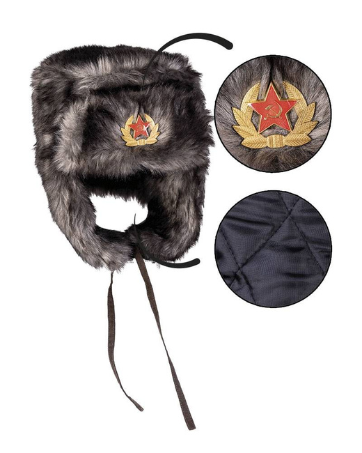 RUSSIAN SHAPKA WINTER CAP - BLACK